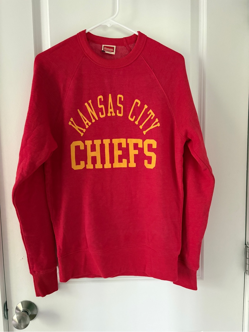 HOMAGE Red Crewneck Sweatshirt with Yellow Kansas City Chiefs Text